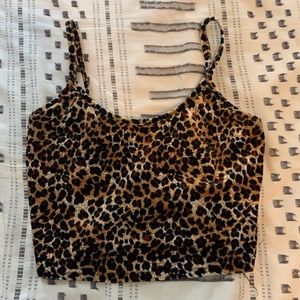 Velvet Leopard Crop Tank Top